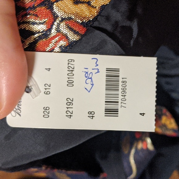 NEW Brooks Brothers Navy Bronze Antique Gold Orange Red Floral Jacquard Skirt - Picture 5 of 6